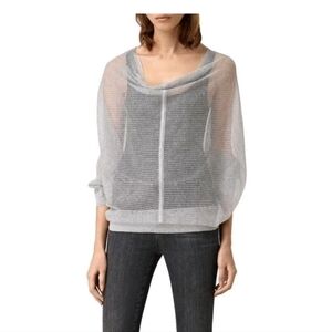 All Saints Elgar Lev Cowl Silver Mesh Top